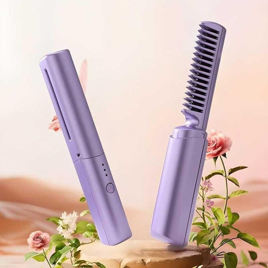 Meneflix Portable Mini Hair Straightener - Cordless Rechargeable Hot Comb